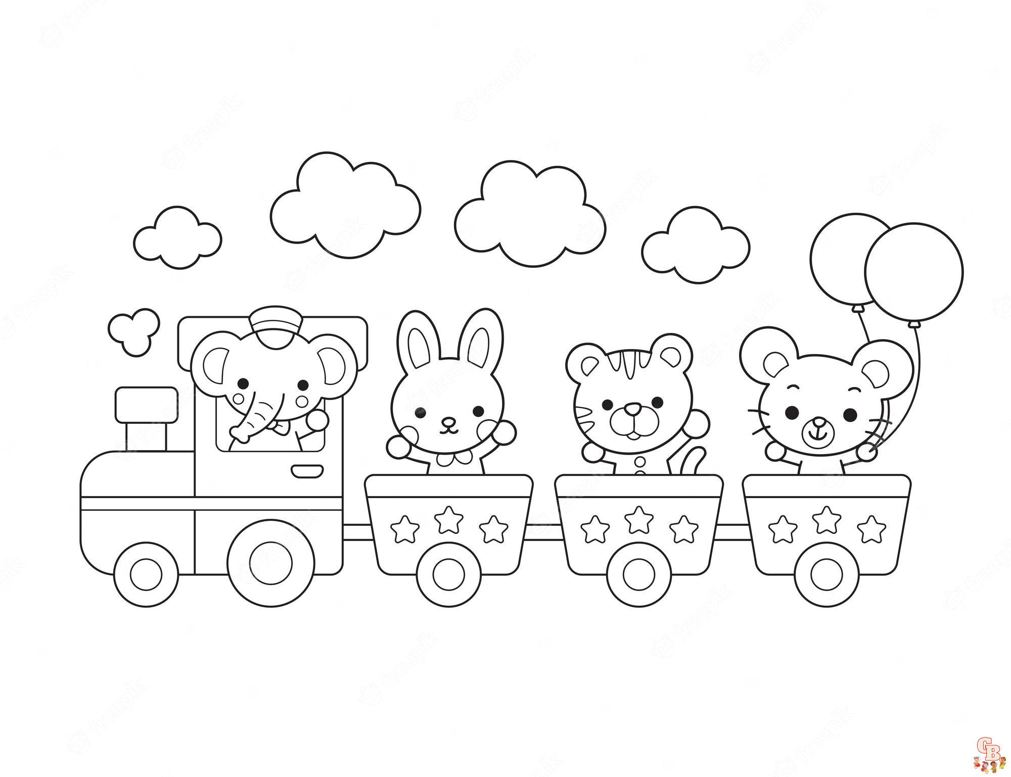 Cute Train coloring pages easy