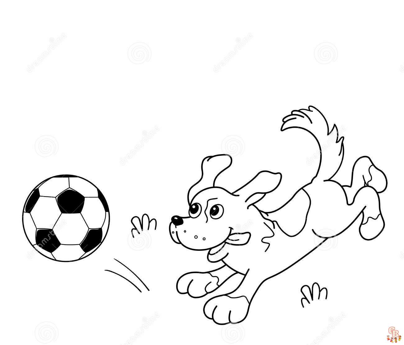 Dog Try To Catch The Ball Coloring Pages 4