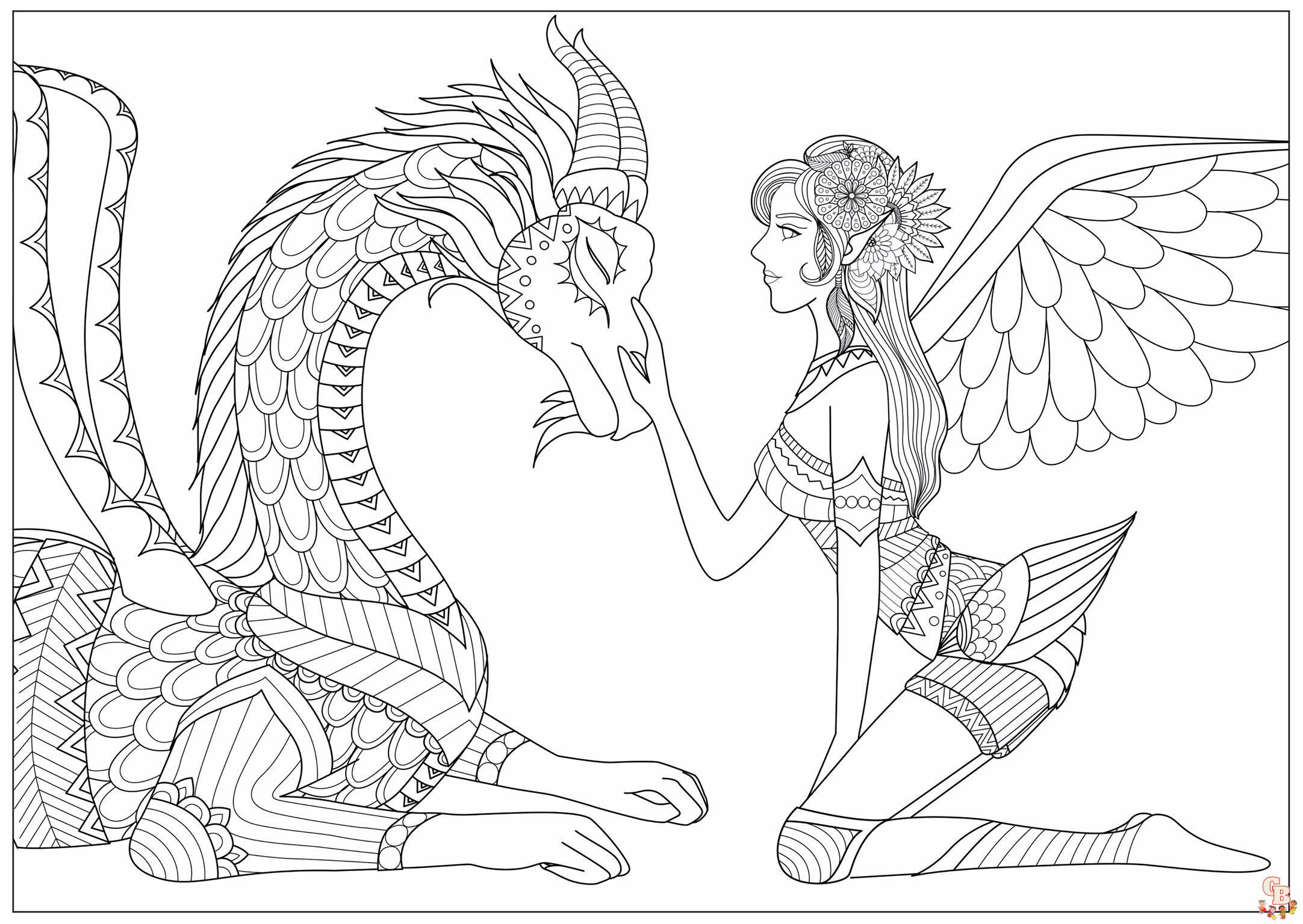 Dragons and Fairies Coloring Pages 1