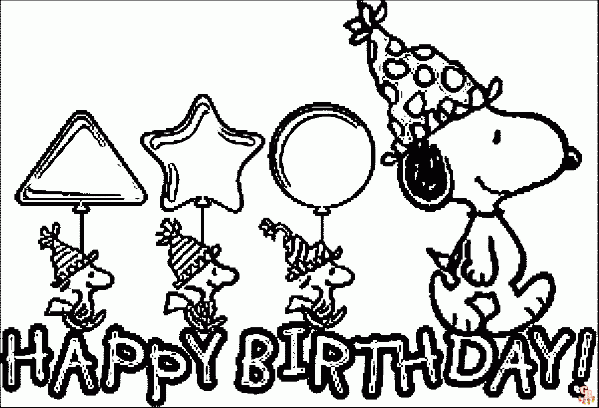 Happy Birthday Snoopy Coloring Pages 1