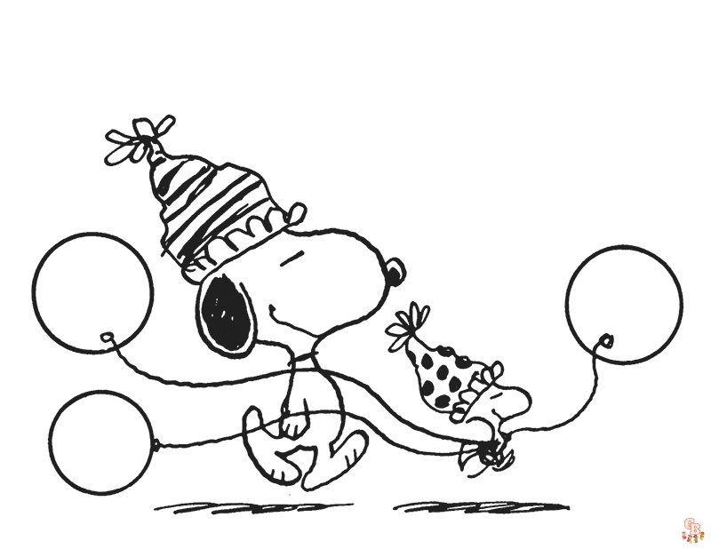 Happy Birthday Snoopy Coloring Pages 1