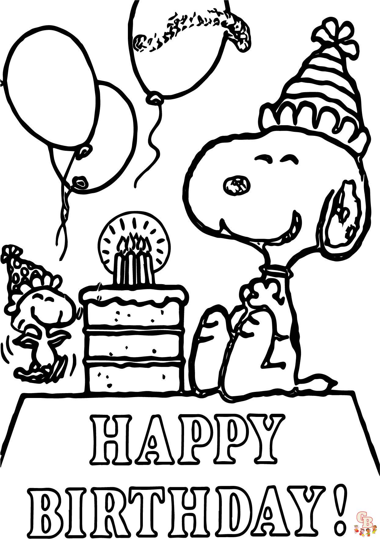 Happy Birthday Snoopy Coloring Pages 2