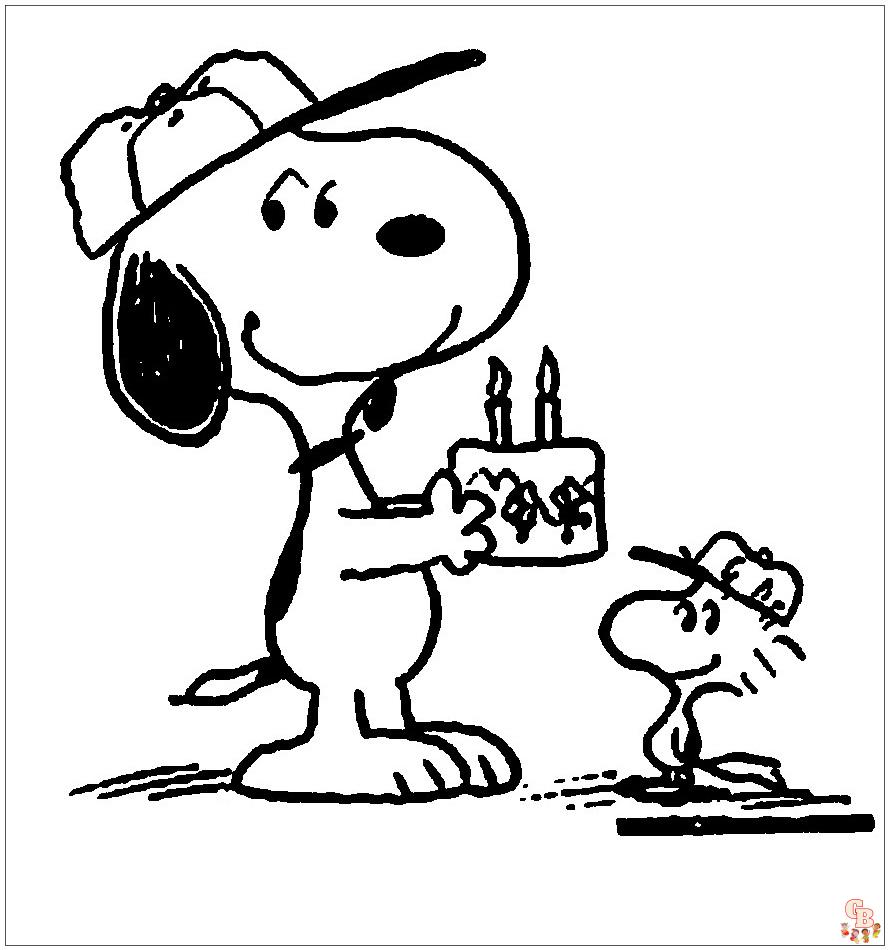 Happy Birthday Snoopy Coloring Pages 3