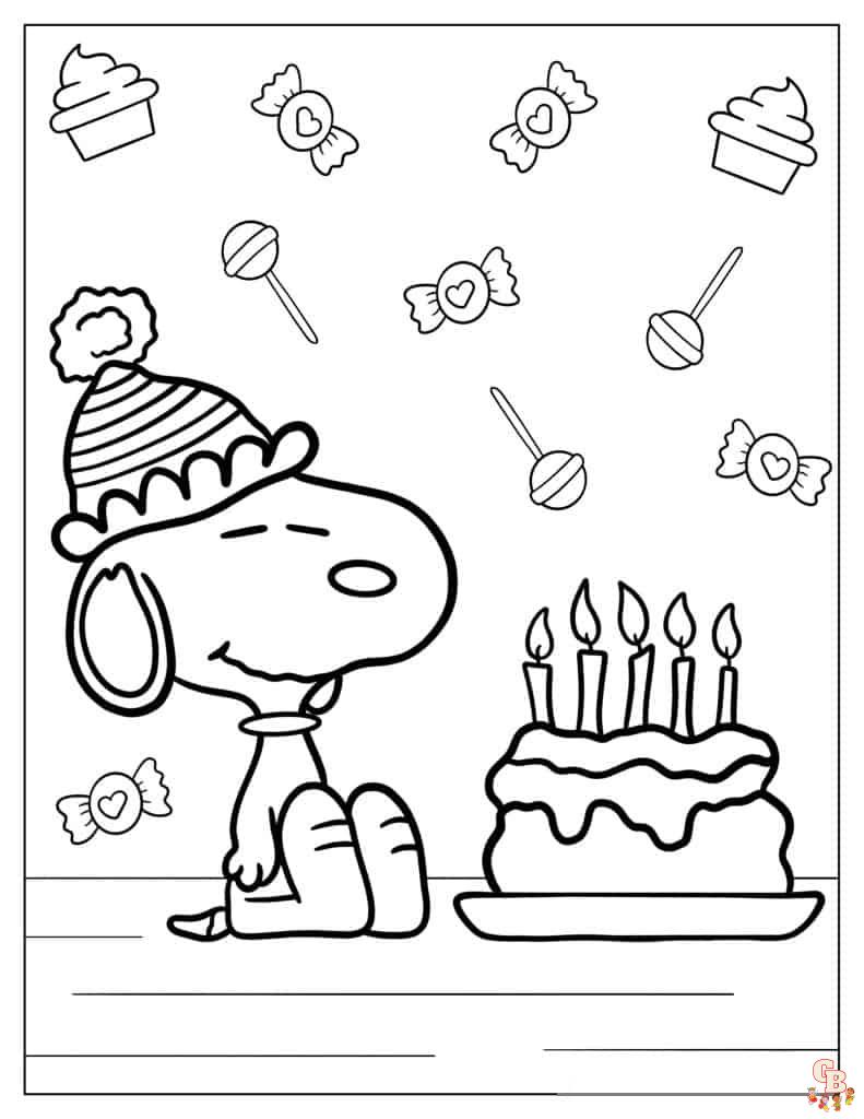 Happy Birthday Snoopy Coloring Pages 5