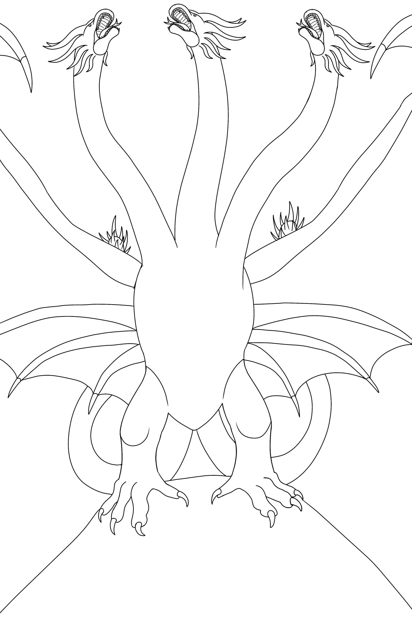 Find the Best King Ghidorah Coloring - King Ghidorah Coloring Pages 1 1366x2048