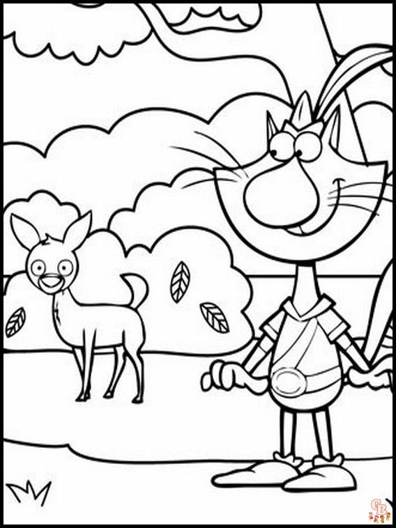 Nature Cat Coloring Pages 1