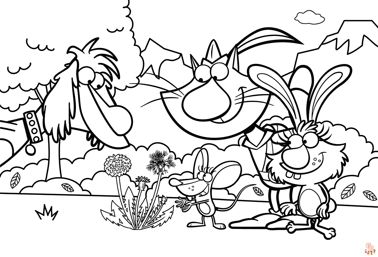 Nature Cat Coloring Pages 1