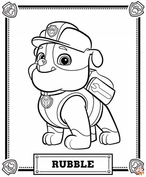 Paw Patrol Rubble Coloring Pages