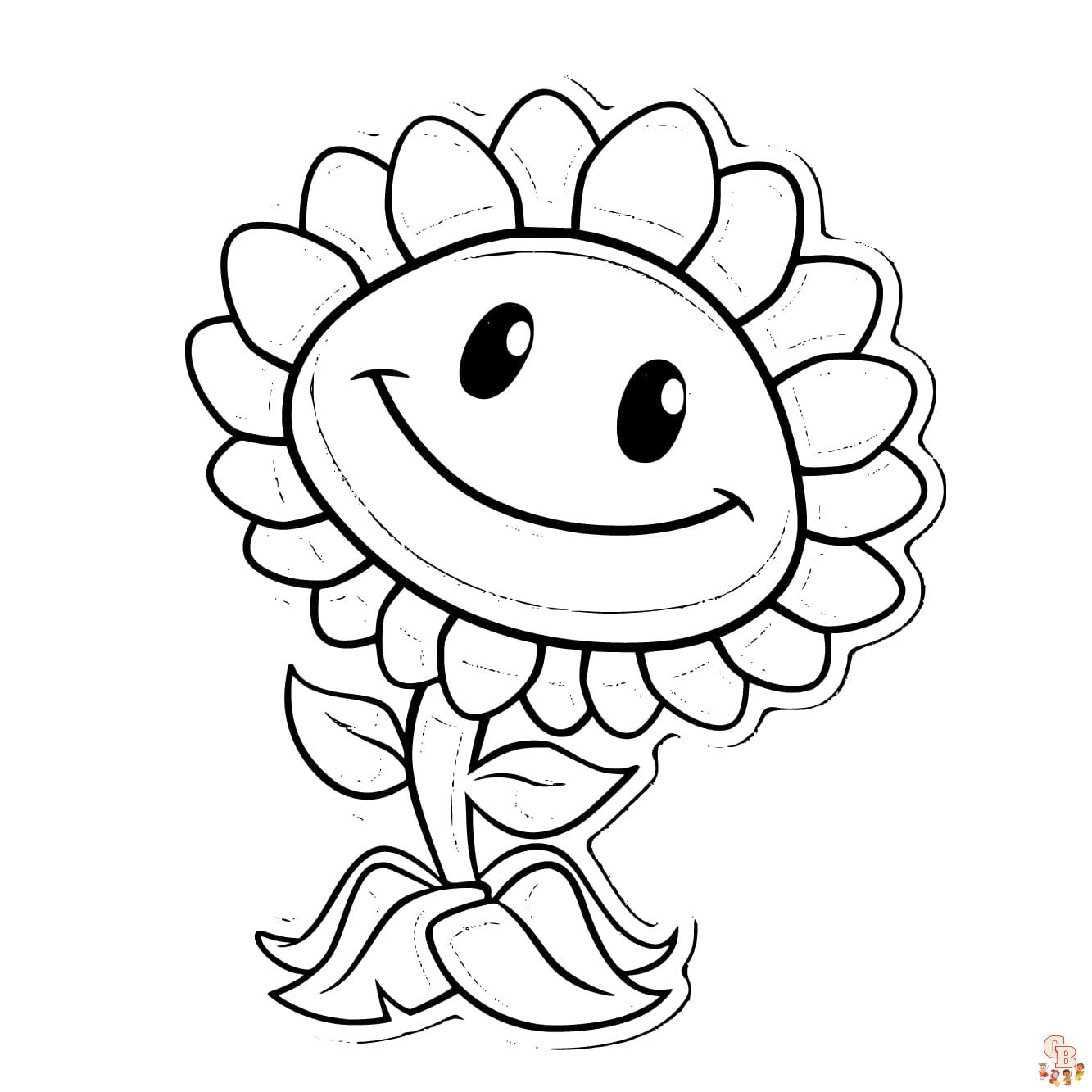 Plants vs Zombies Coloring Pages easy