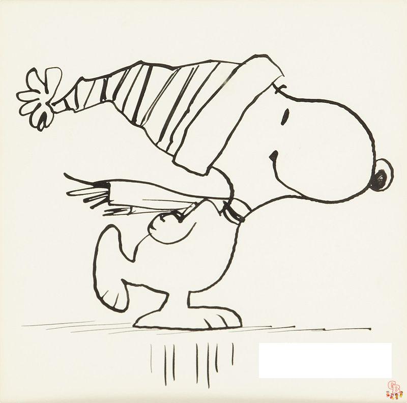 Snoopy Snow Skating Coloring Pages 1