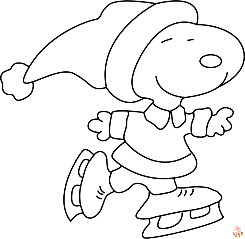 Snoopy Snow Skating Coloring Pages 1