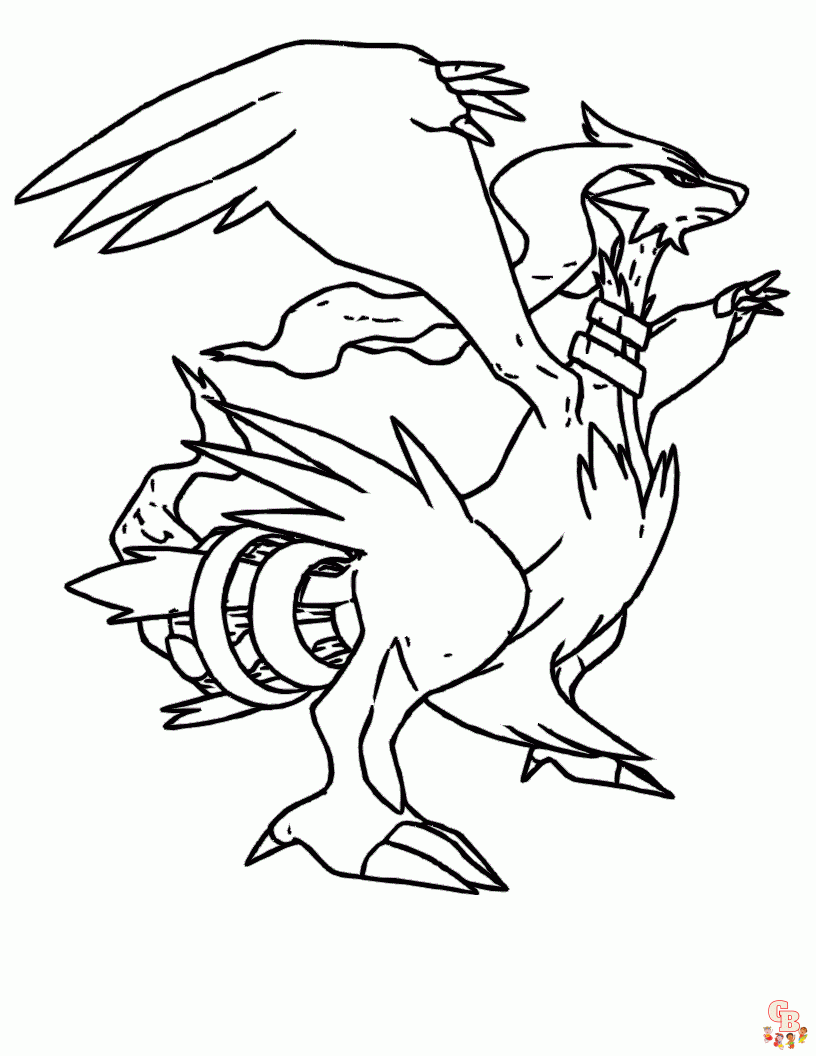 Zekrom and Reshiram Coloring Pages 1