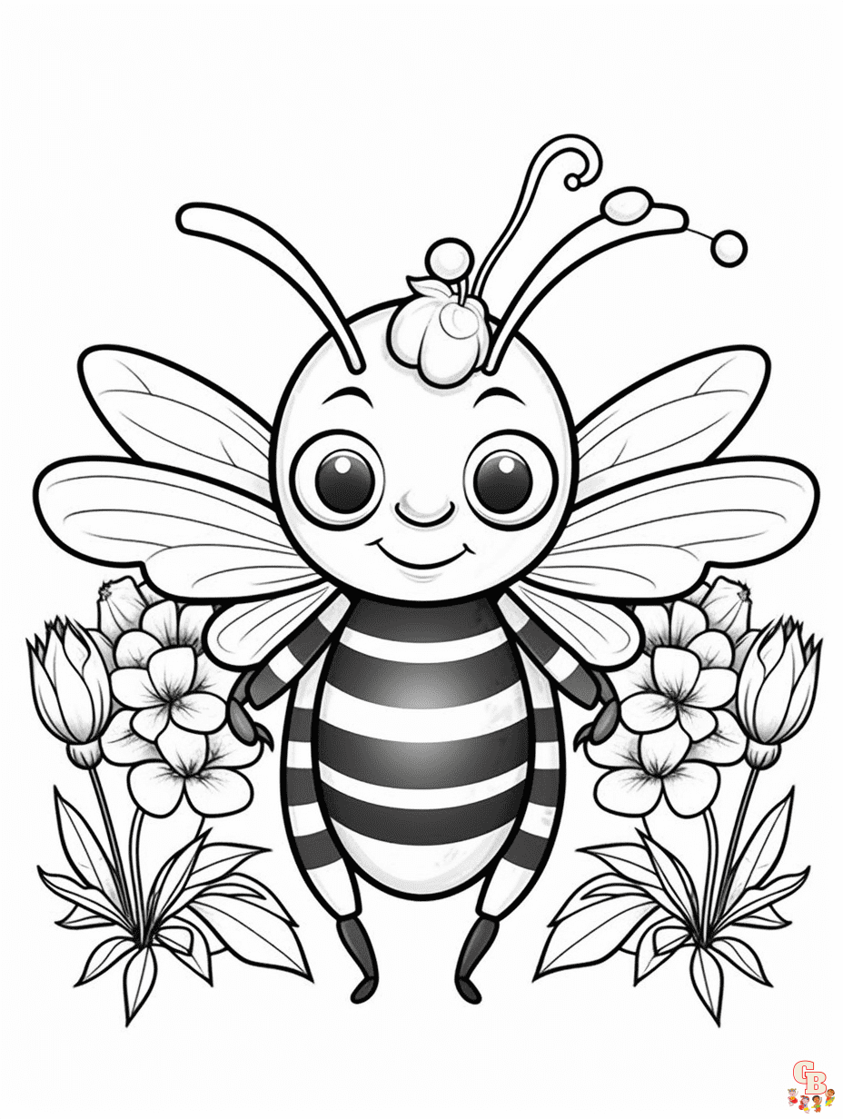 Bee coloring pages easy