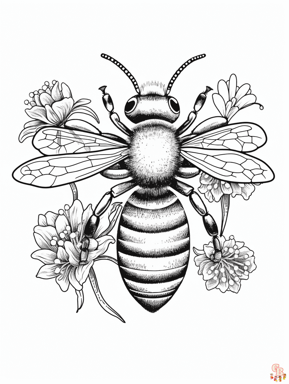 Bee coloring pages free