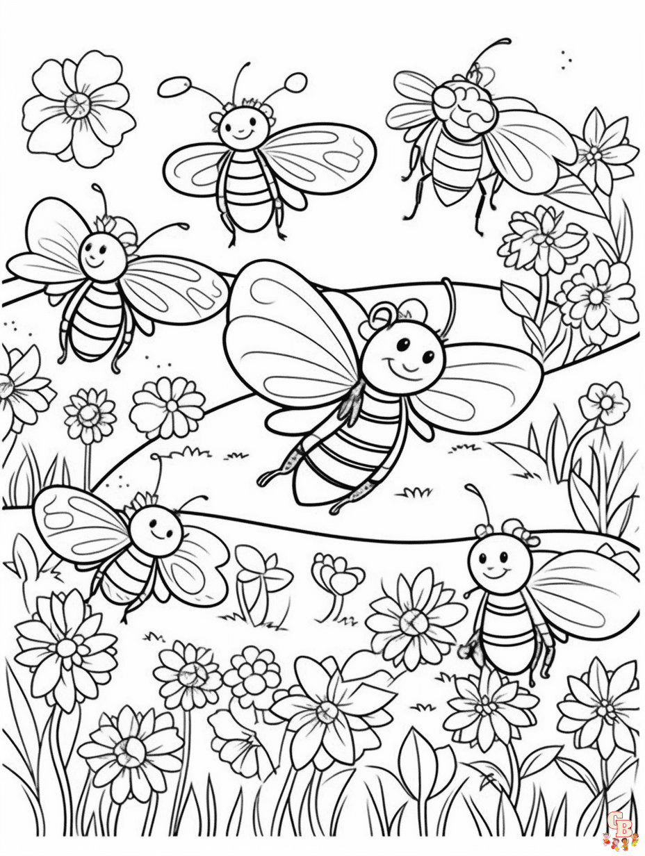 Bee coloring pages printable