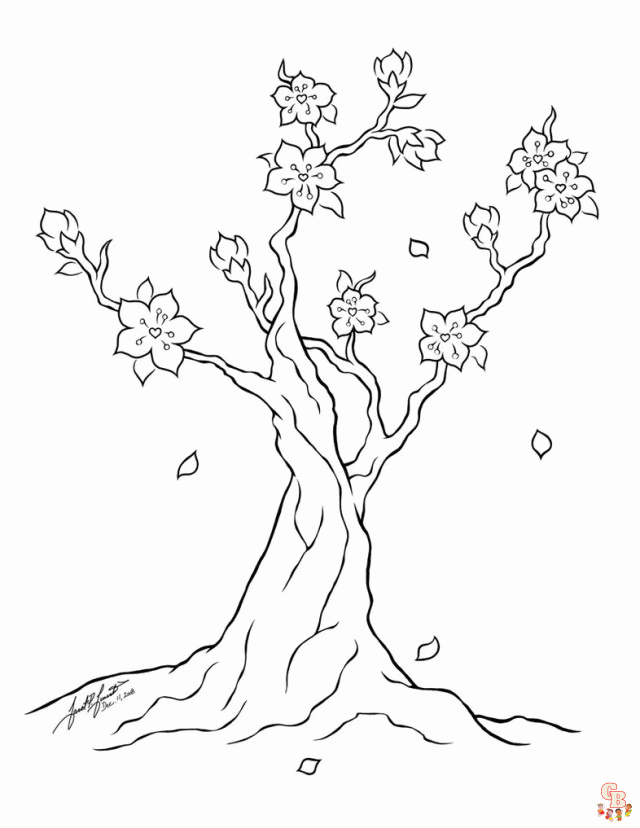 Cherry Blossom Coloring Pages 1