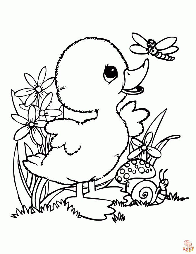 Cute Baby Duck coloring pages printable free