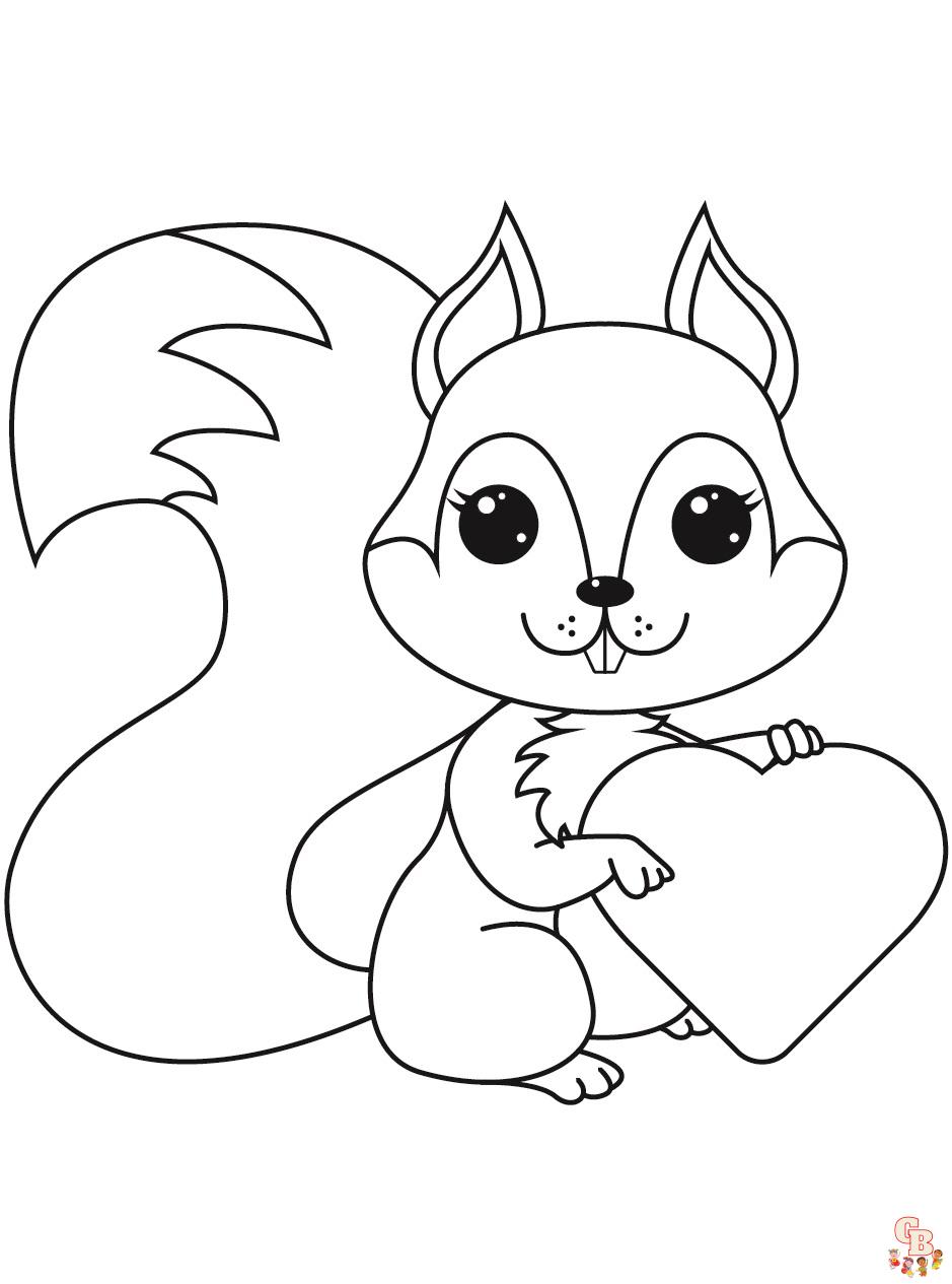 Cute Squirrel coloring pages 1