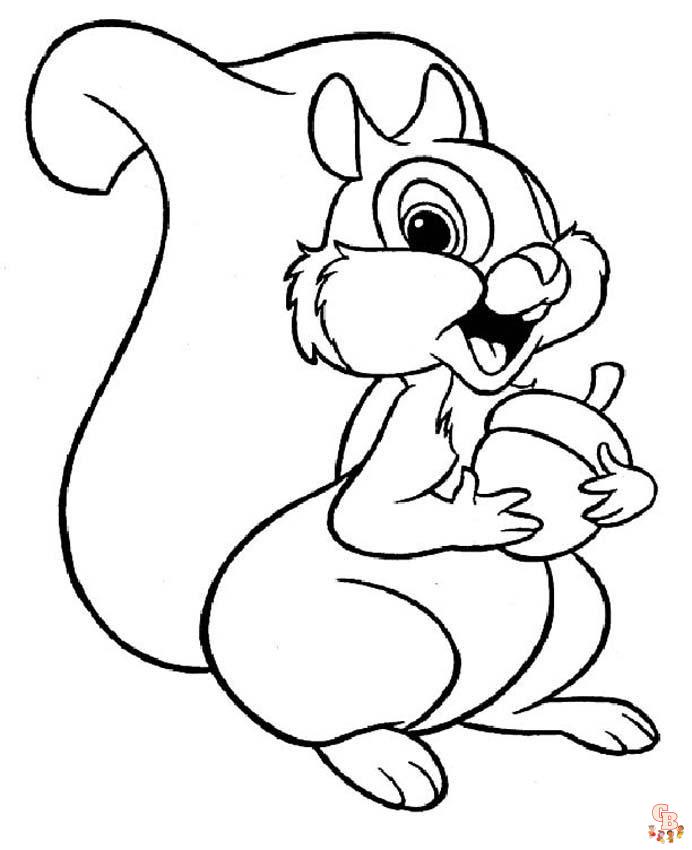 Cute Squirrel coloring pages easy 1