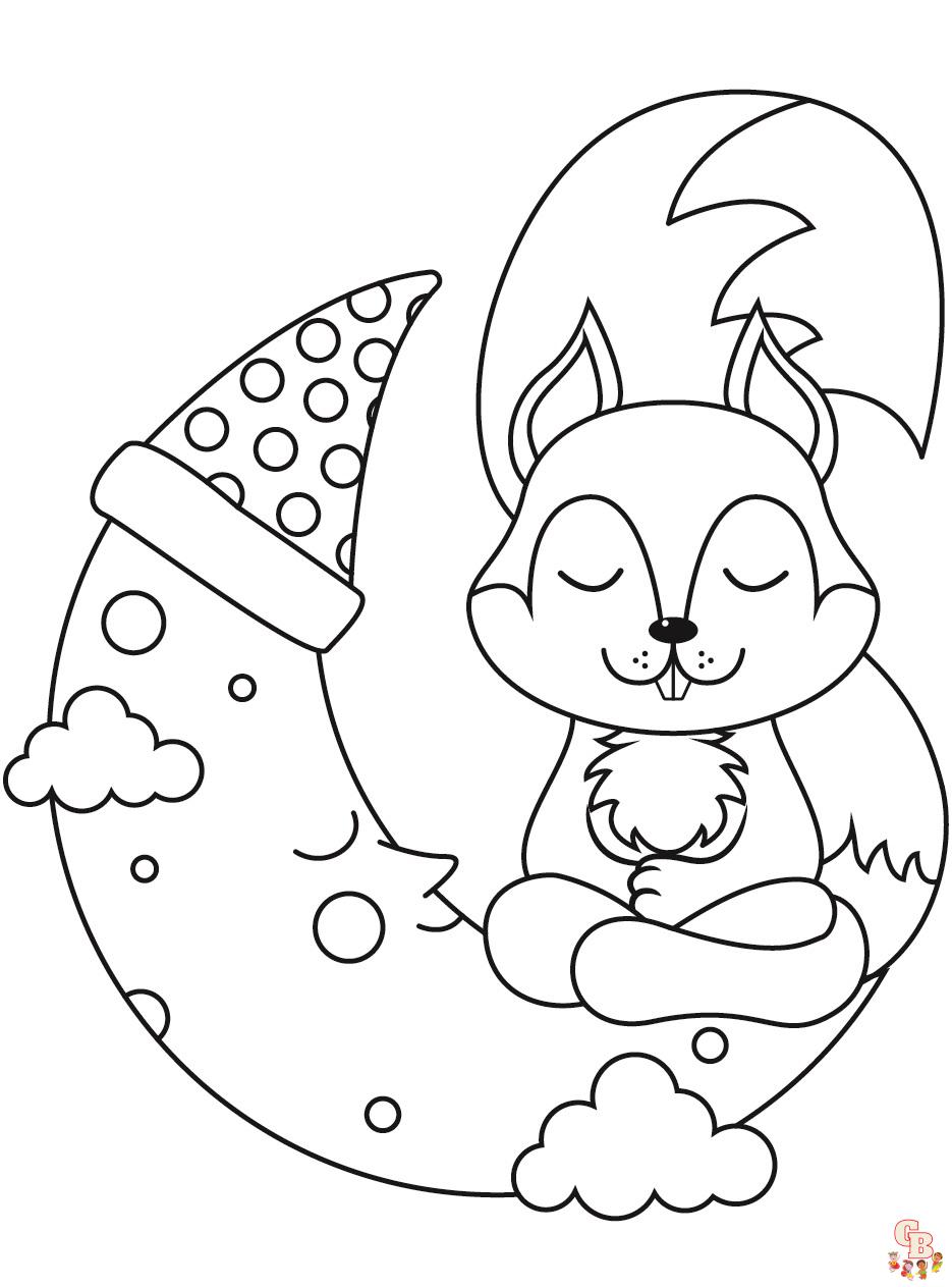 Cute Squirrel coloring pages free 2