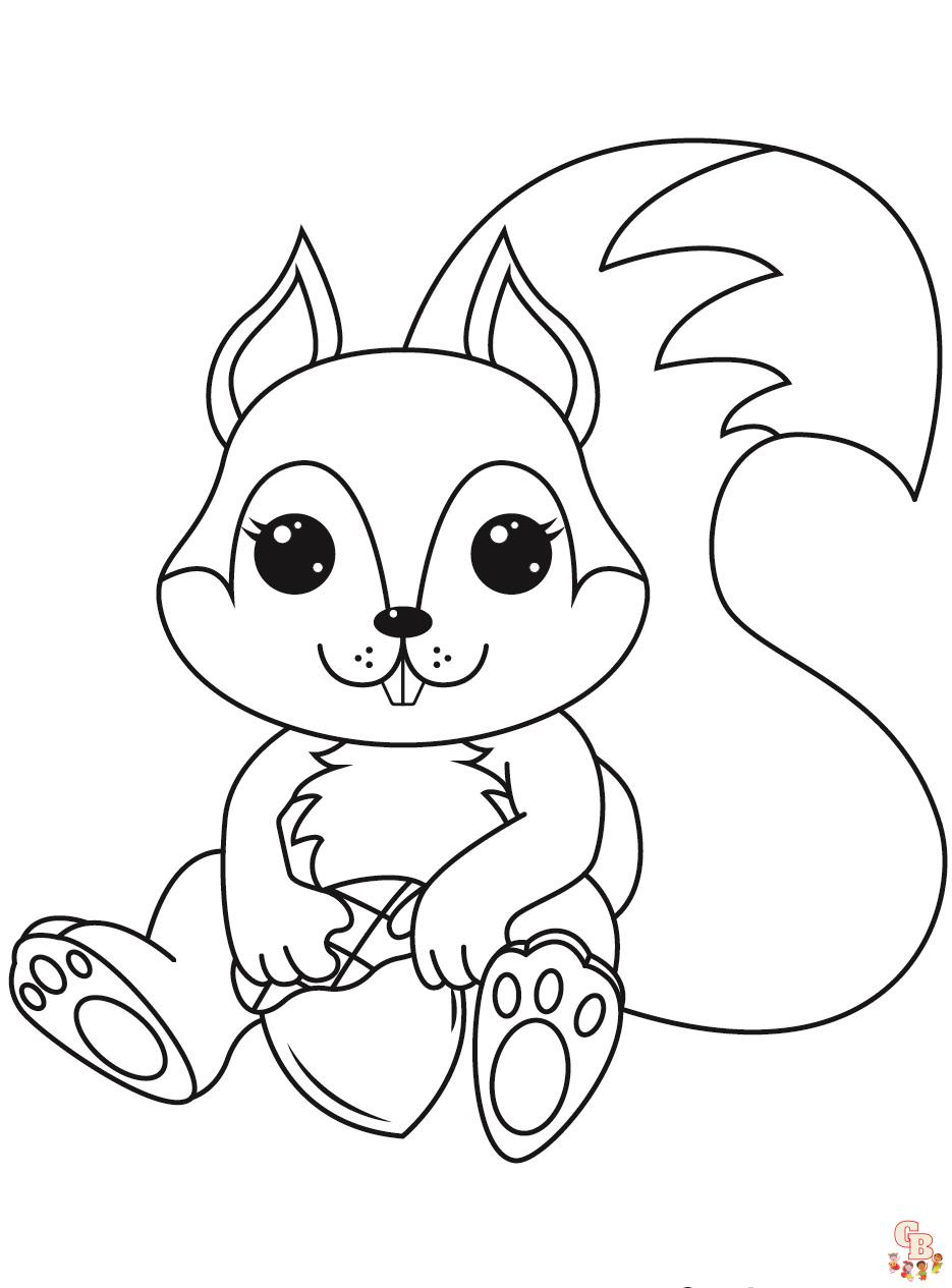 Cute Squirrel coloring pages printable 1