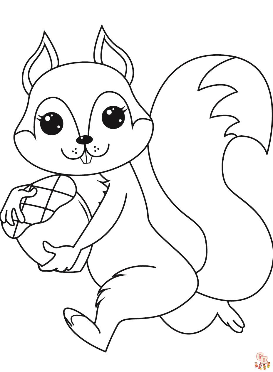 Cute Squirrel coloring pages printable 2