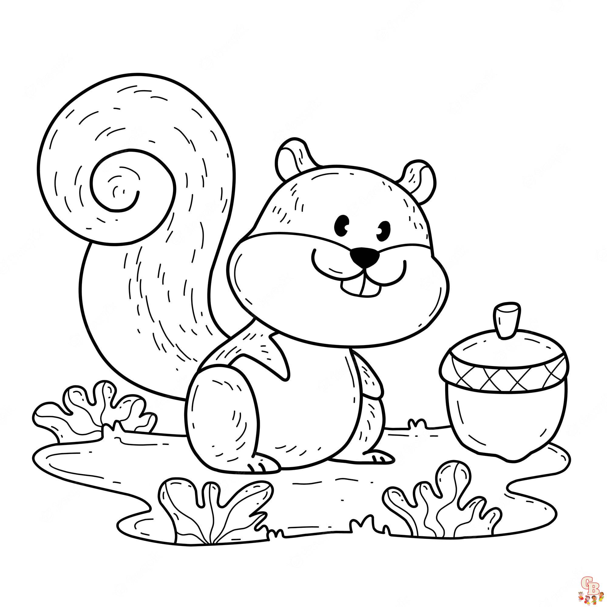 Cute Squirrel coloring pages printable free