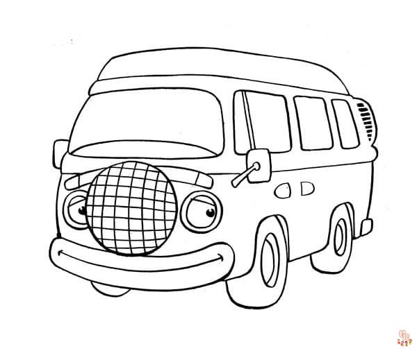 Cute Van coloring pages easy