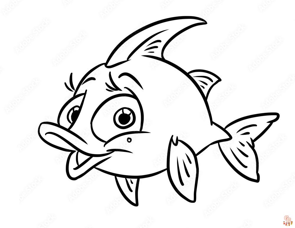 Funny Fish Cartoon Coloring Pages 1