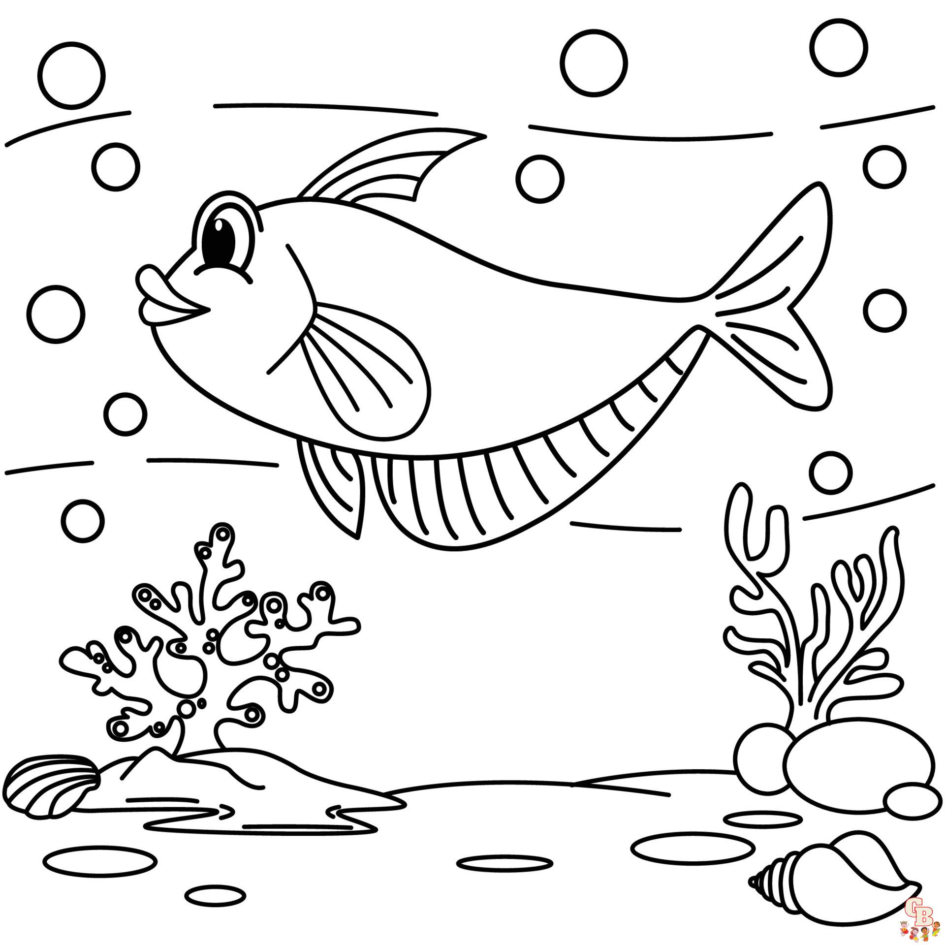 Funny Fish Cartoon Coloring Pages 11