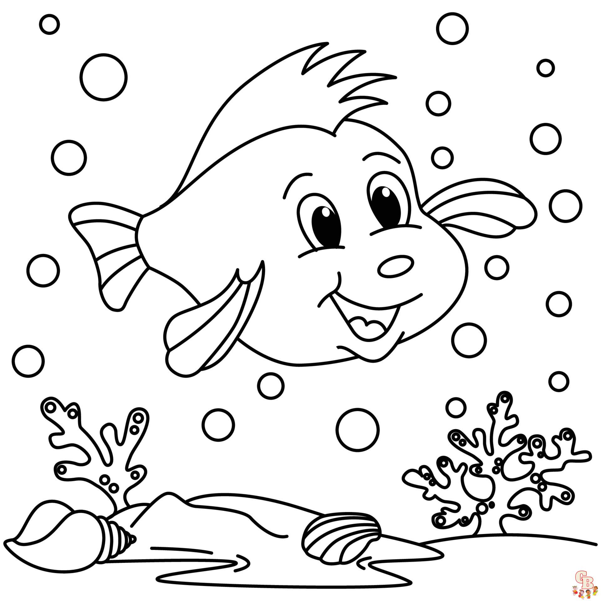 Funny Fish Cartoon Coloring Pages 12