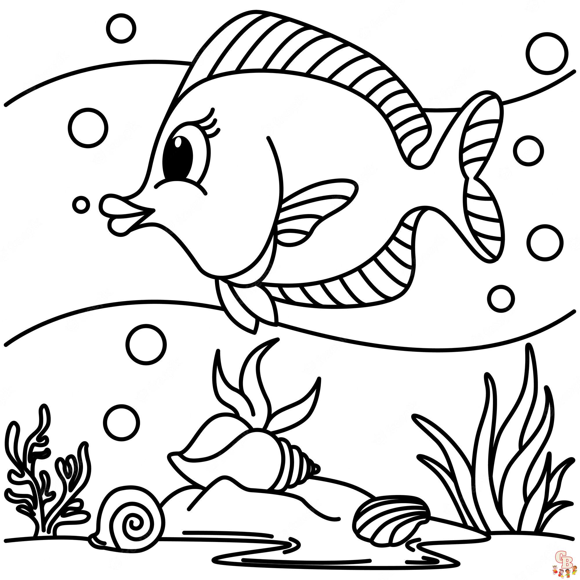 Funny Fish Cartoon Coloring Pages 13