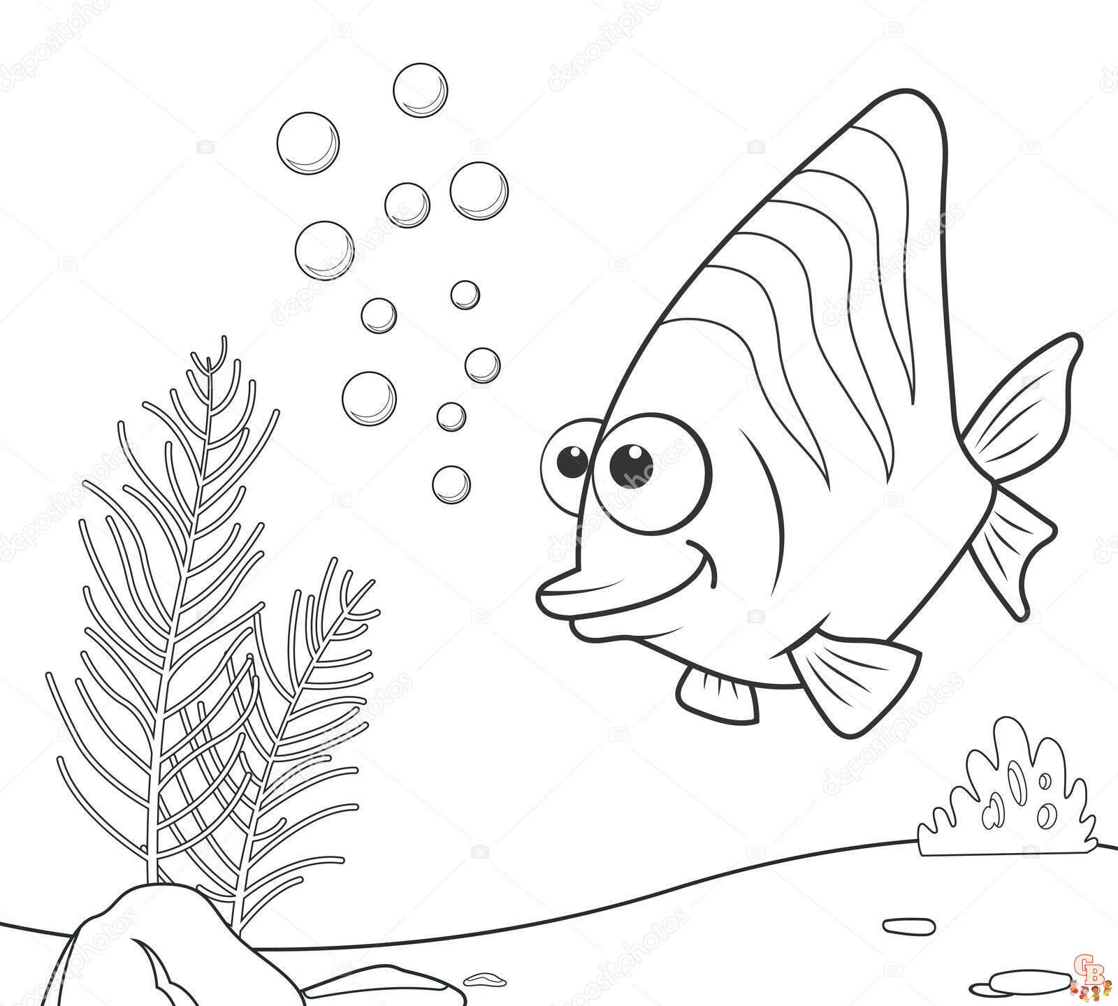 Funny Fish Cartoon Coloring Pages 4