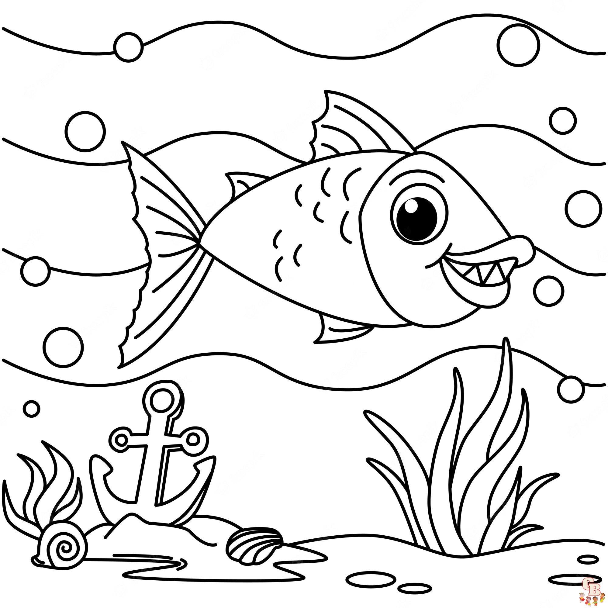 Funny Fish Cartoon Coloring Pages 8