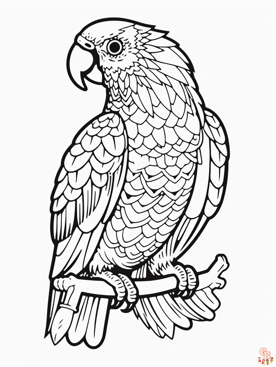 Parrot coloring pages free