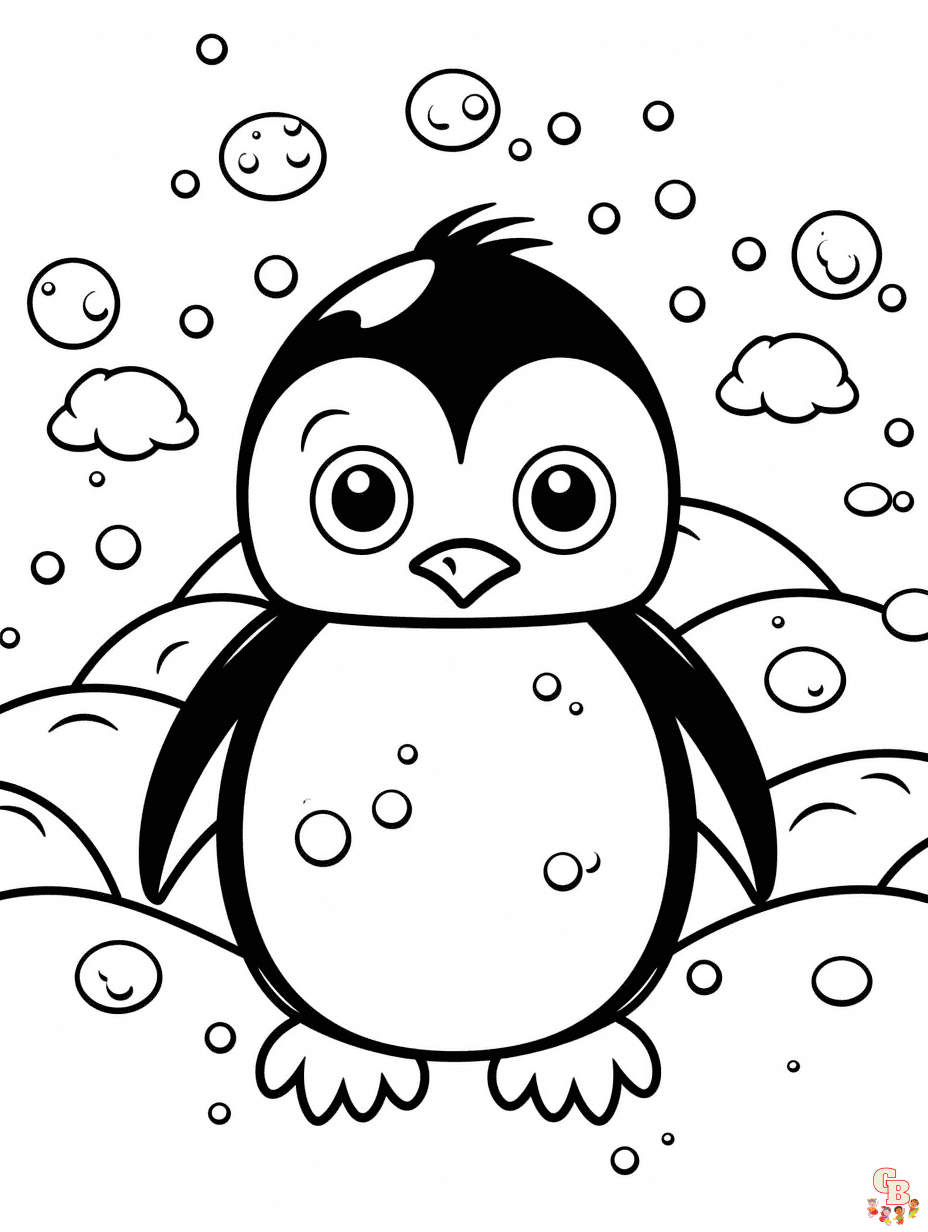 Penguin coloring pages easy