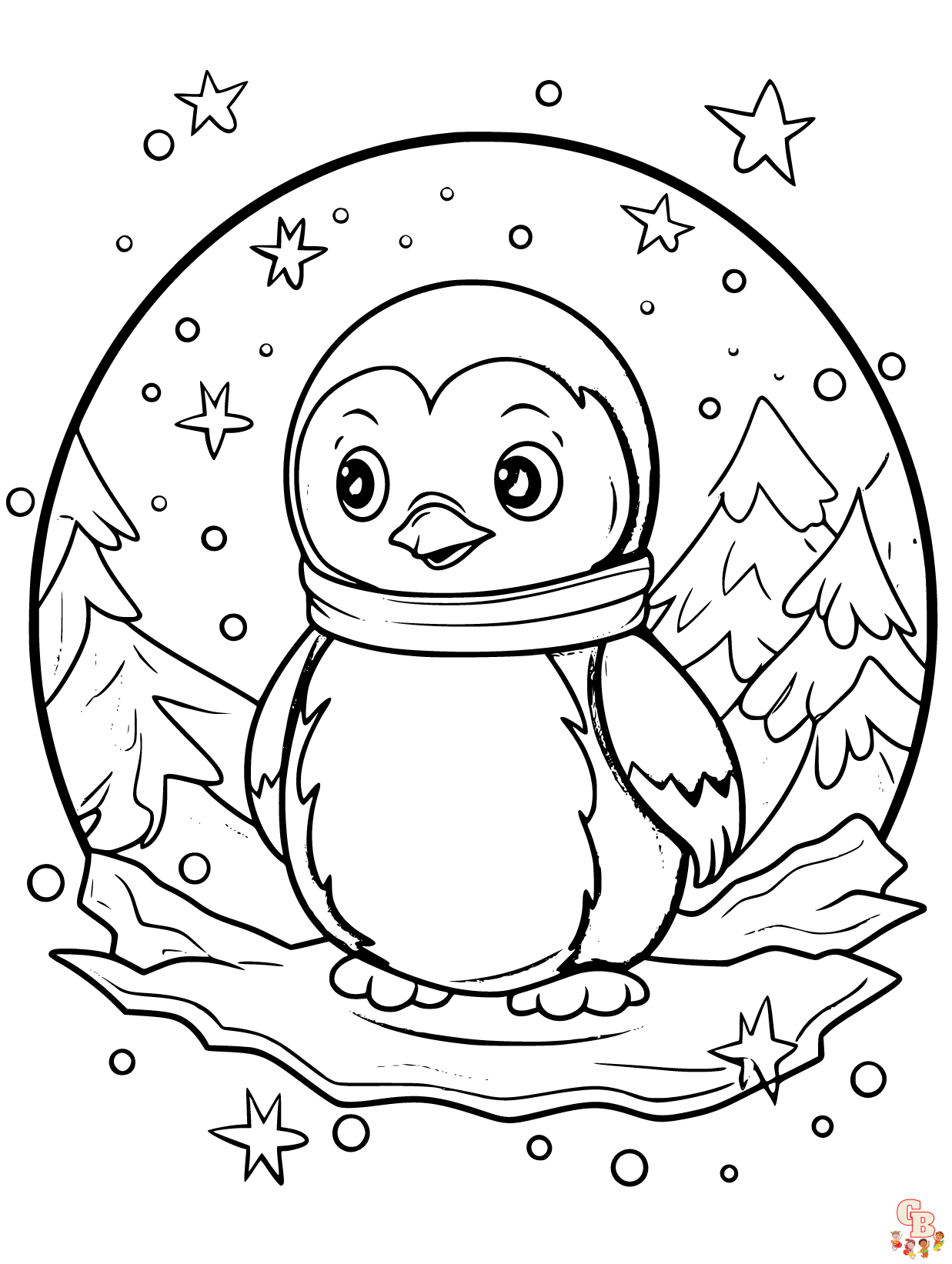 Penguin coloring pages printable 2