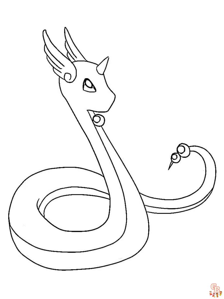 Pokemon Dragonair coloring pages free 4