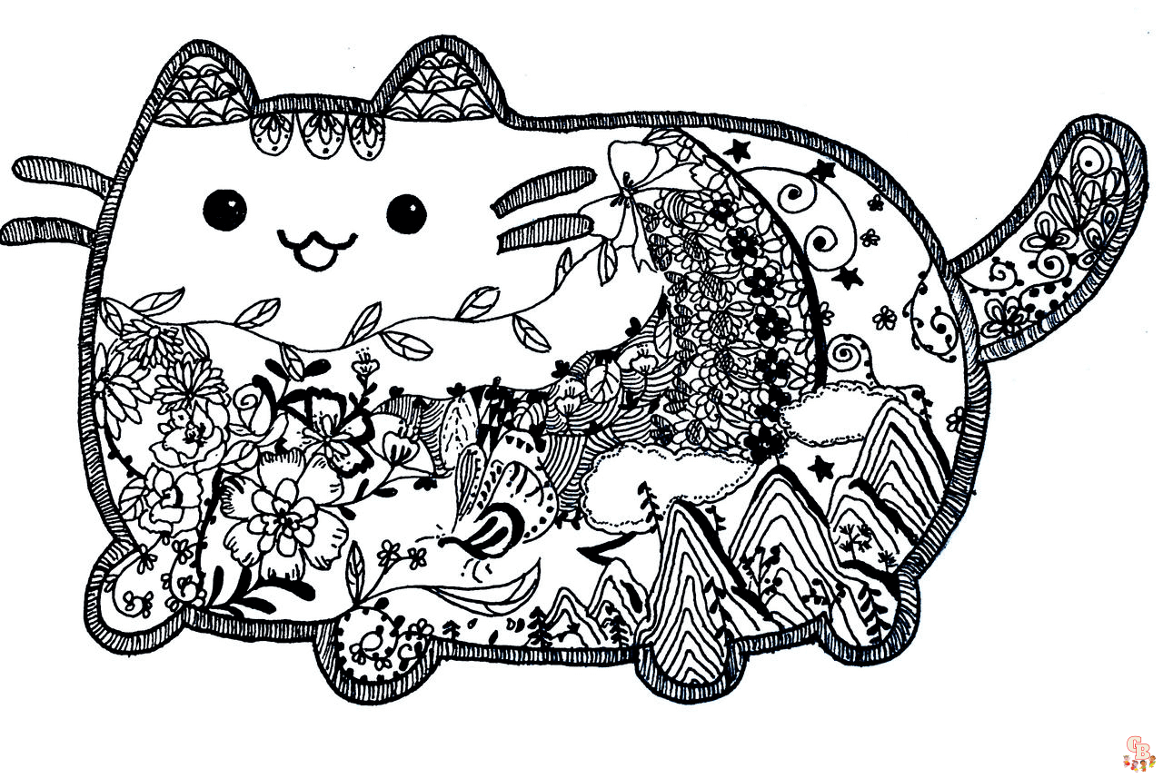 Pusheen Mandala Coloring Pages 1