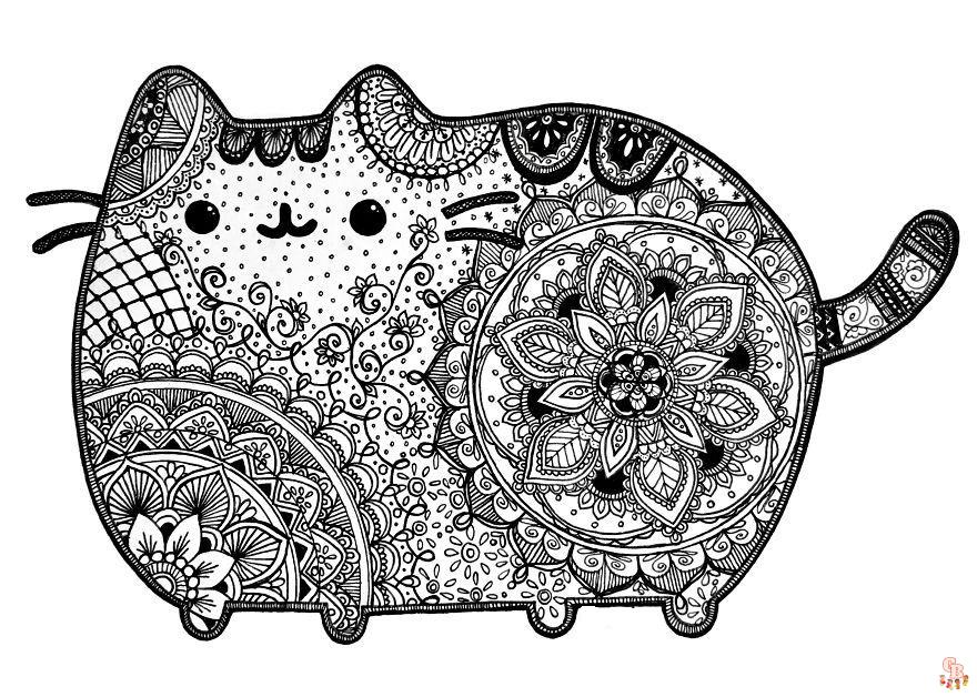 Pusheen Mandala Coloring Pages 7