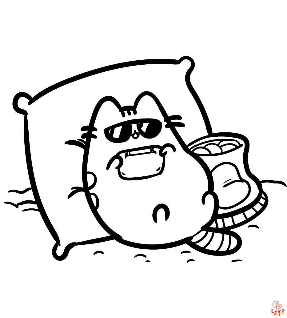 Pusheen Sleeping Coloring Pages 1