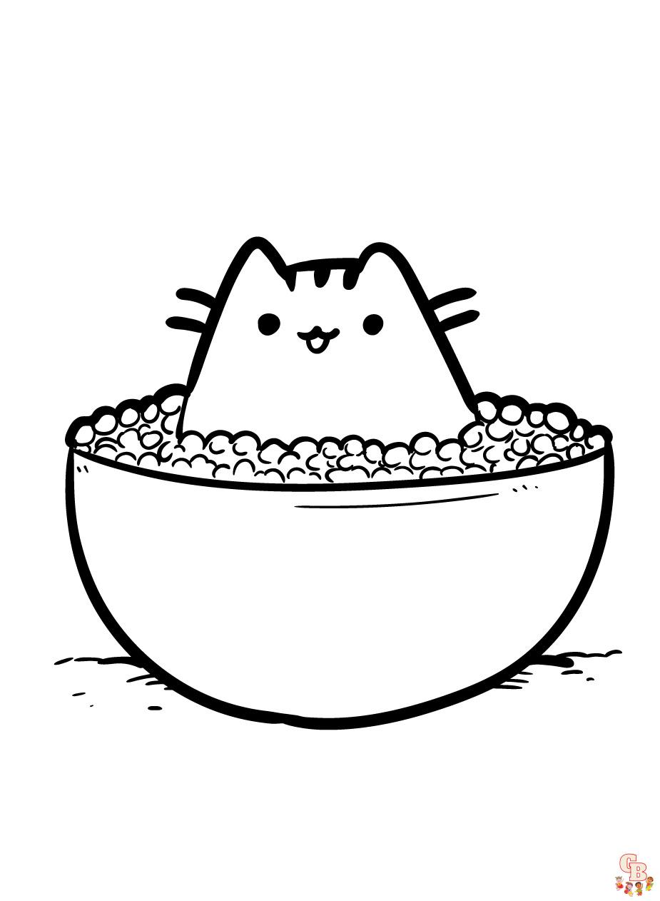 Pusheen With Foods Coloring Pages 3