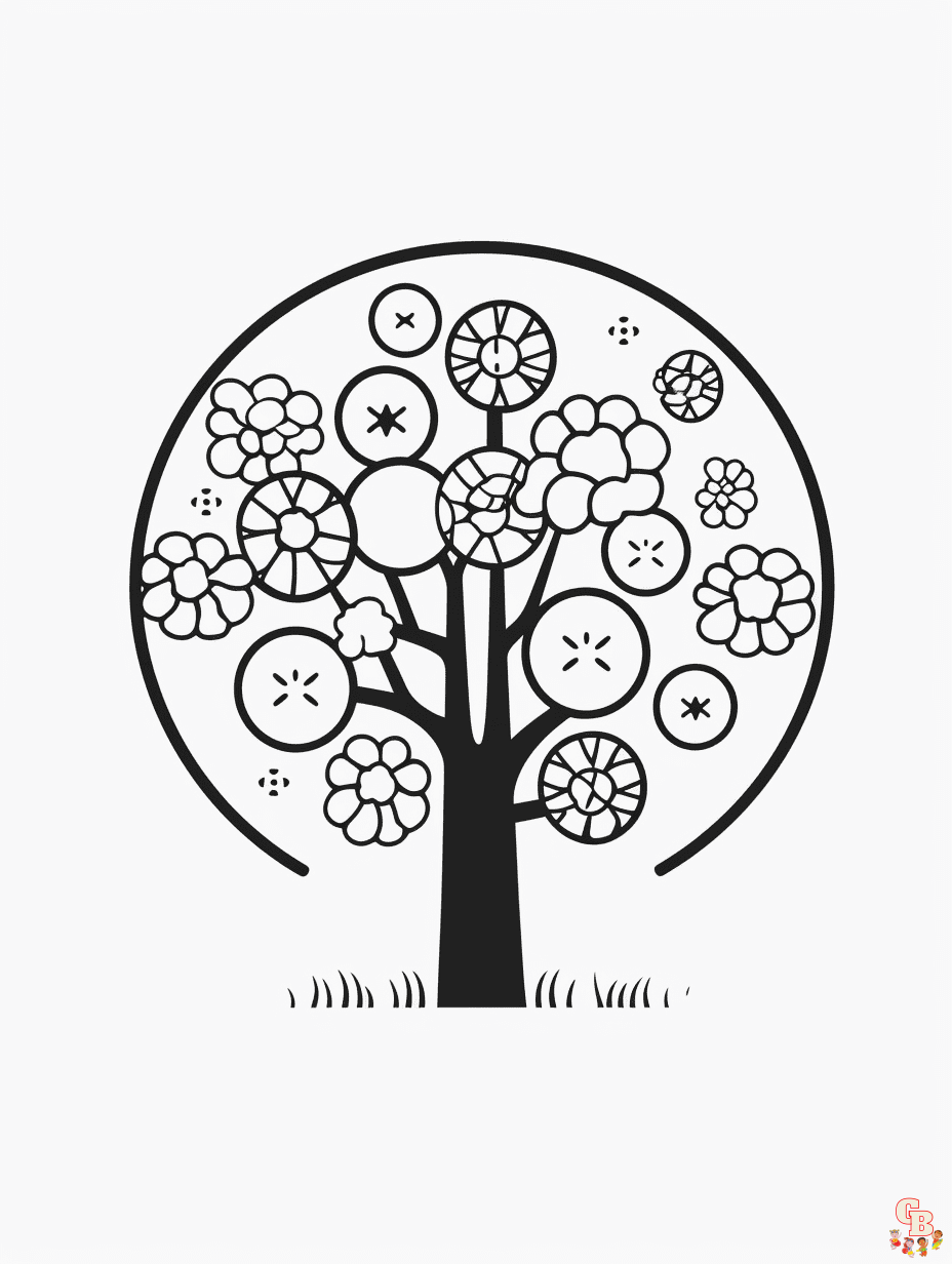 Tree coloring pages to print