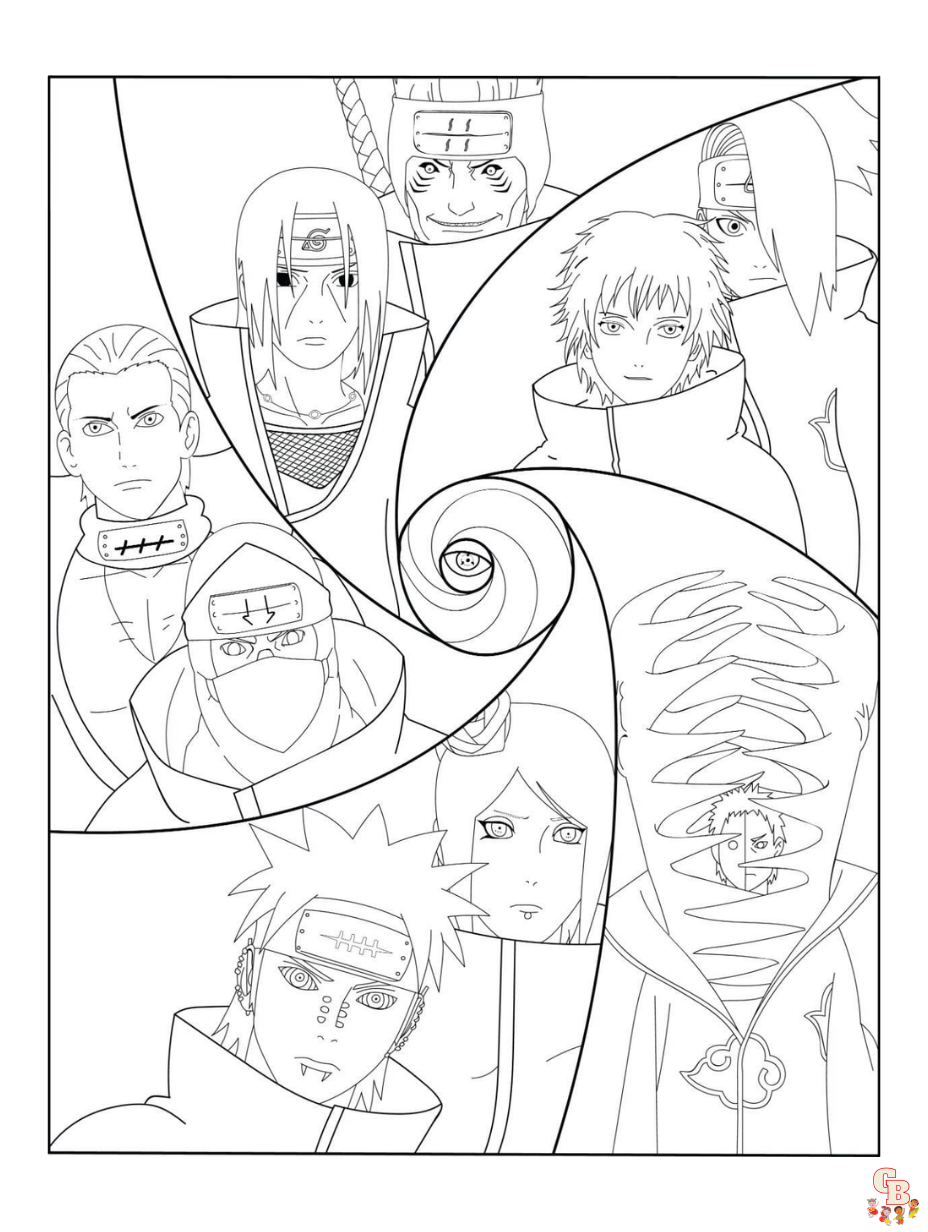 naruto coloring pages akatsuki