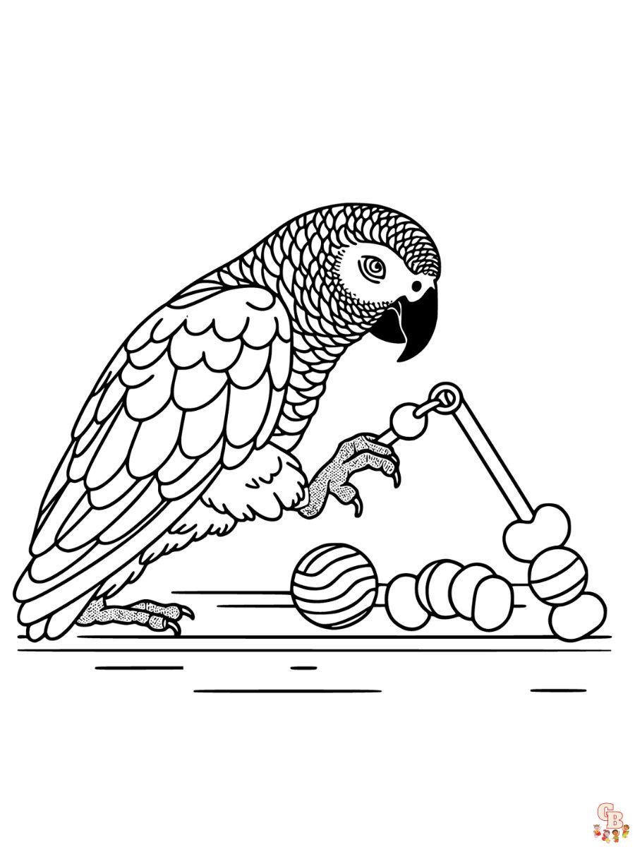 African Grey Coloring Pages for kids