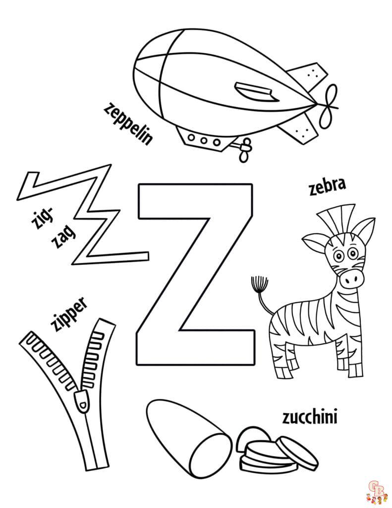 Free latter z coloring pages for kids