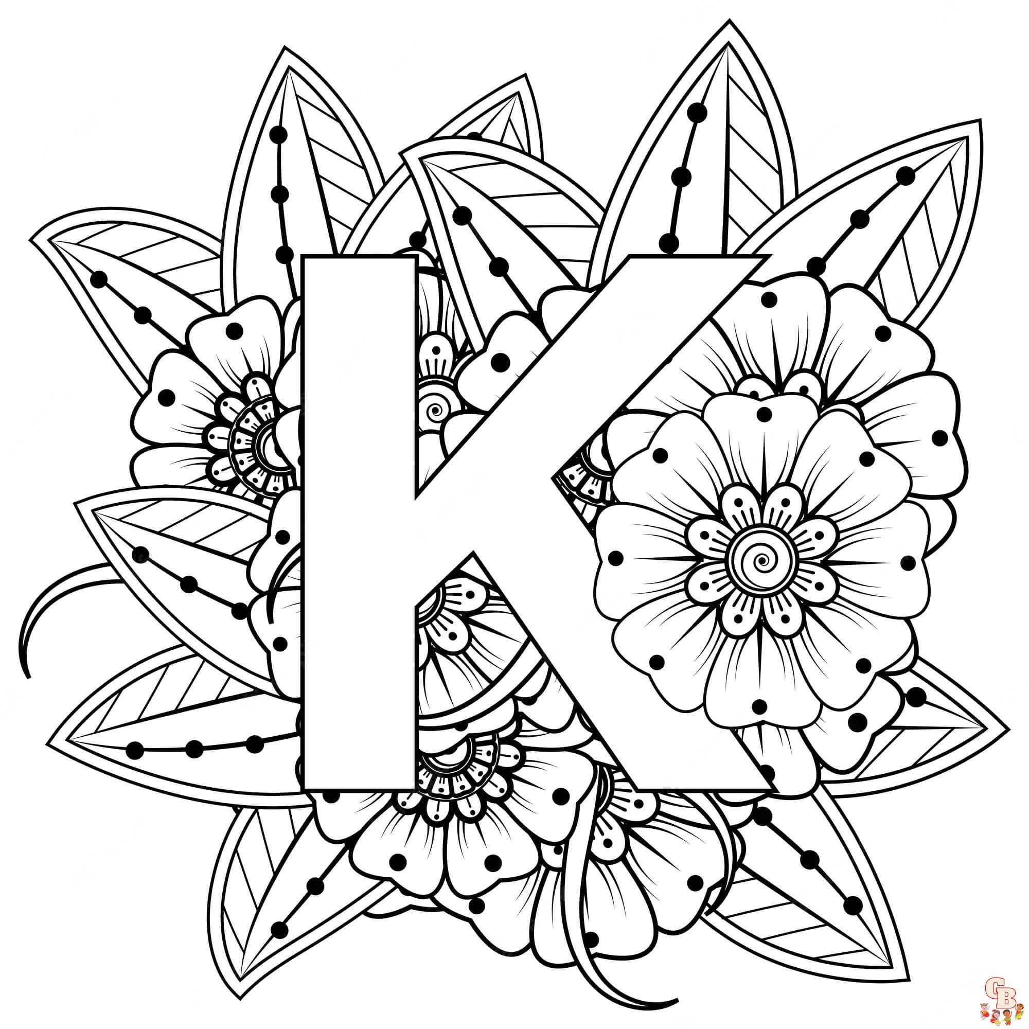 Free letter k coloring pages for kids