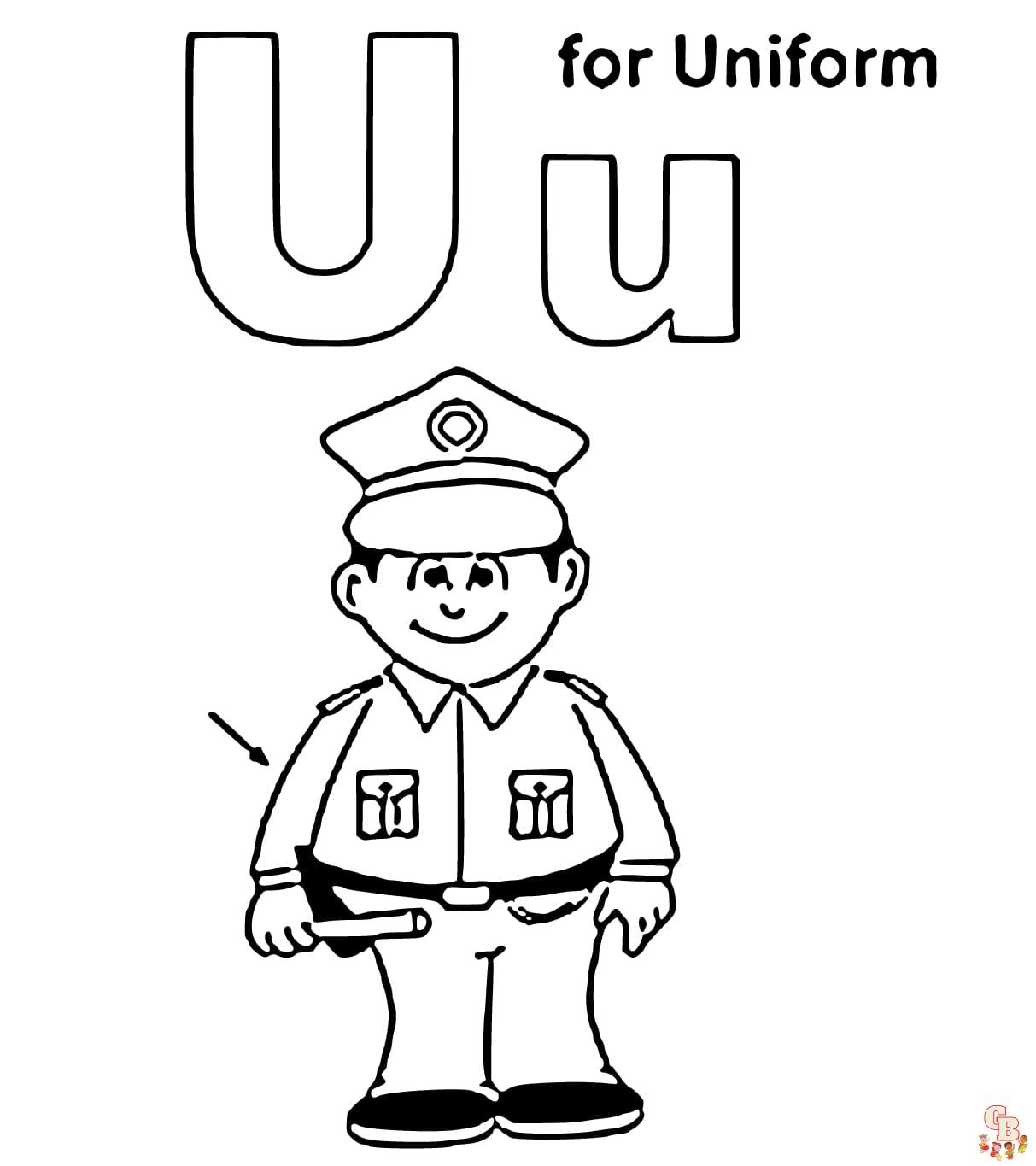 Free letter u coloring pages for kids