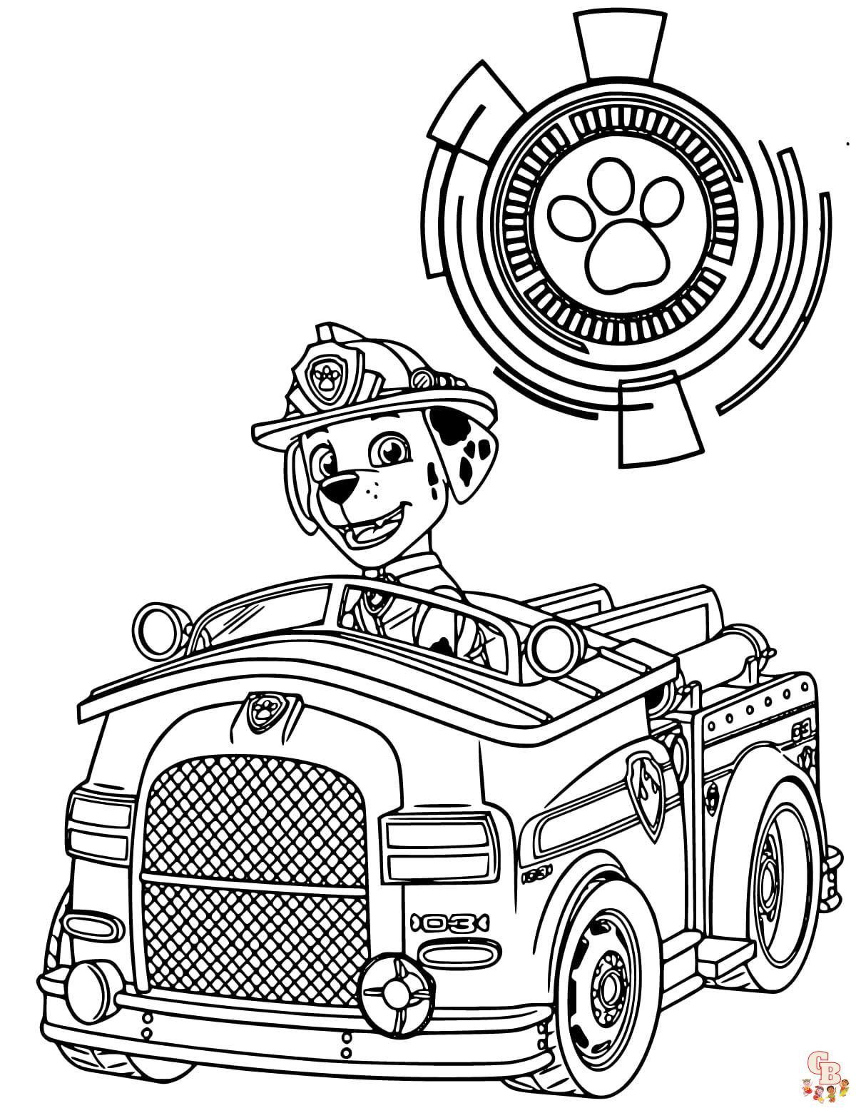 Free paw patrol marshall coloring pages for kids