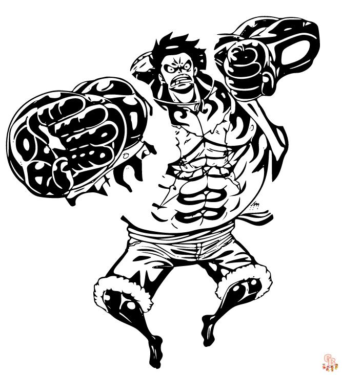 Luffy gear 4 coloring pages